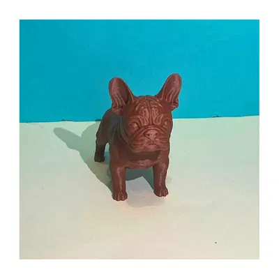 Mô hình 3D tượng chú chó Bull Pháp dễ thương dùng trang trí