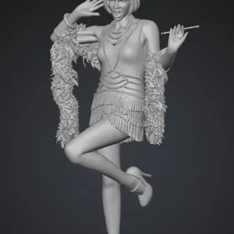 Mô hình 3D vũ công Jazz Age Flapper phong cách thập niên 1920