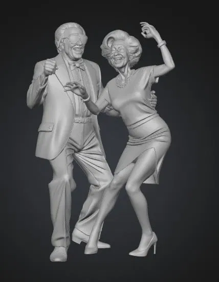 Mô hình 3D cặp đôi cao tuổi khiêu vũ Rainbow Rhythm Dance nghệ thuật - Image 1