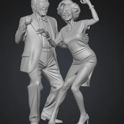 Mô hình 3D cặp đôi cao tuổi khiêu vũ Rainbow Rhythm Dance nghệ thuật