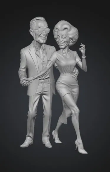 Mô hình 3D cặp đôi khiêu vũ Tie-Dye Tango nghệ thuật - Image 1