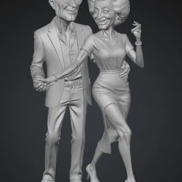 Mô hình 3D cặp đôi khiêu vũ Tie-Dye Tango nghệ thuật