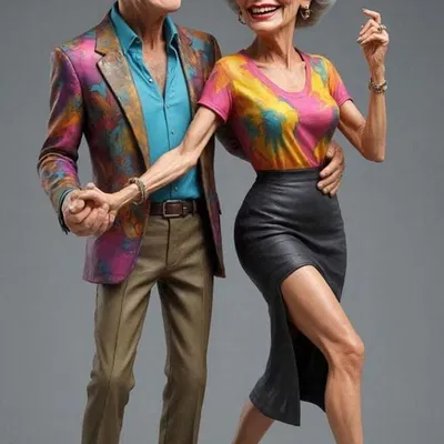 Mô hình 3D cặp đôi khiêu vũ Tie-Dye Tango nghệ thuật