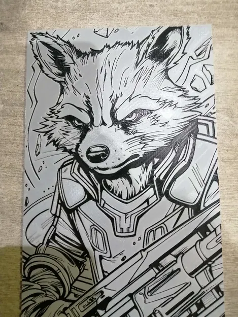 Tranh in 3D Hue Forge hình Rocket Raccoon sắc nét trang trí bàn làm việc - Image 1