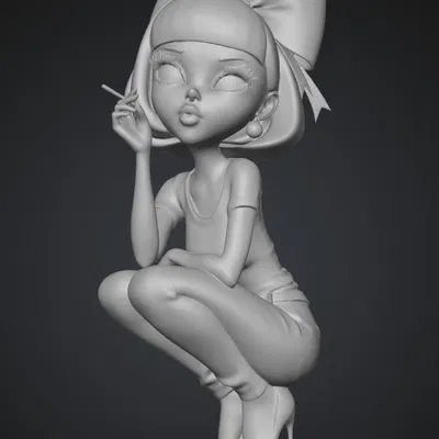 Mô hình 3D nhân vật Pinup với nơ chấm bi đỏ cực đẹp