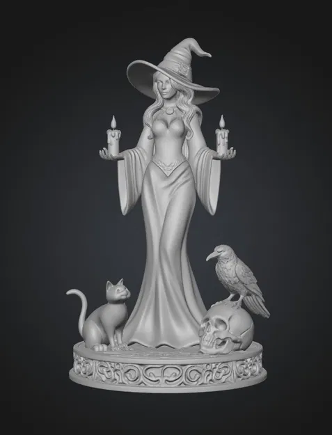 Mô hình 3D The Witch's Vigil: Phù thủy huyền bí trang trí đẹp mắt - Image 1