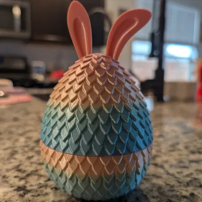 Mô hình Trứng Rồng Tai Thỏ (Easter Egg Dragon Scale) in 3D độc đáo