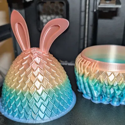 Mô hình Trứng Rồng Tai Thỏ (Easter Egg Dragon Scale) in 3D độc đáo