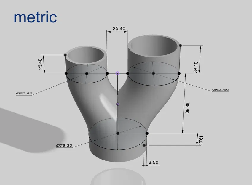 Đầu nối ống hình chữ Y (Y Pipe/Hose Fitting) có thể tùy chỉnh tham số - Image 2
