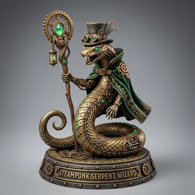 Mô hình Steampunk Serpent Wizard ấn tượng cho tín đồ in 3D