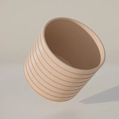 Chậu cây tối giản Minimalist Ribbed Flowerpot - In 3D cực đẹp