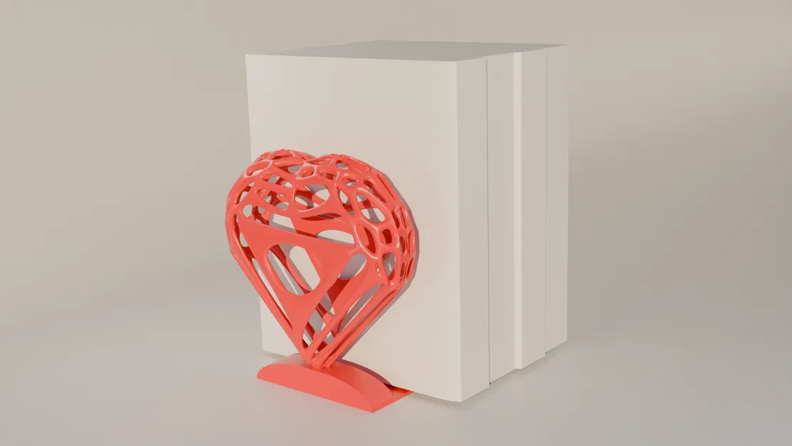 Mẫu in 3D kẹp giữ sách hình trái tim thiết kế hữu cơ độc đáo - Image 1