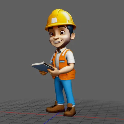Mô hình 3D nhân vật kỹ sư công trường cực đẹp