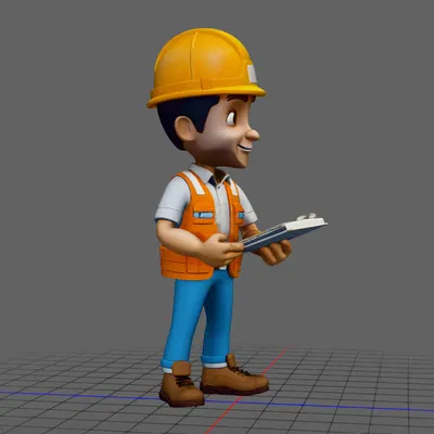Mô hình 3D nhân vật kỹ sư công trường cực đẹp
