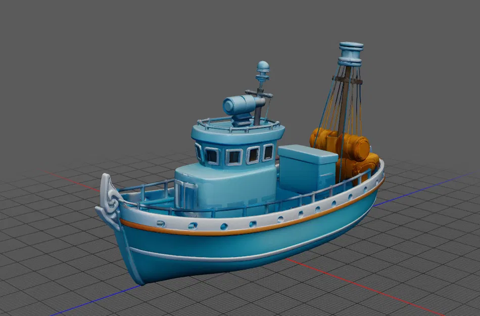 Mô hình tàu đánh cá 3D dễ thương (ship 1) để trang trí - Image 1