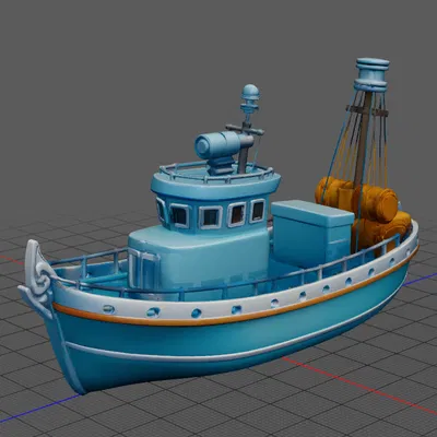 Mô hình tàu đánh cá 3D dễ thương (ship 1) để trang trí