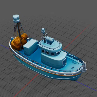 Mô hình tàu đánh cá 3D dễ thương (ship 1) để trang trí