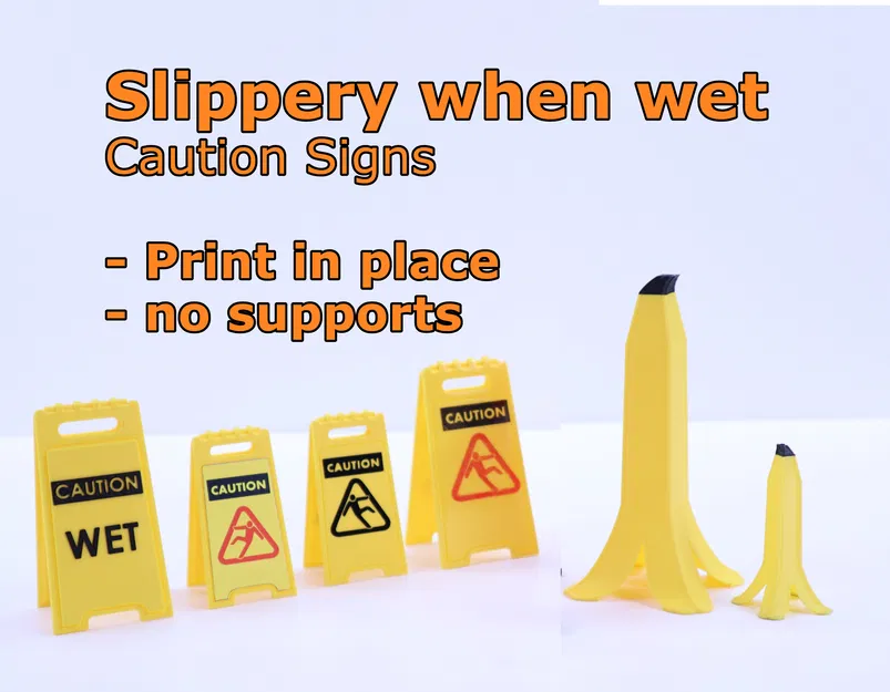 Bộ sưu tập biển cảnh báo sàn trơn 3D (Slippery When Wet Signs) - Image 1
