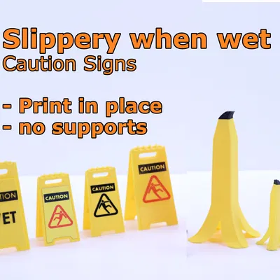Bộ sưu tập biển cảnh báo sàn trơn 3D (Slippery When Wet Signs)