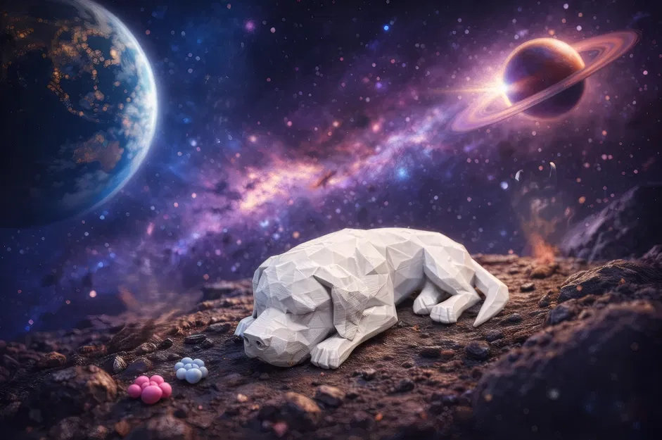 Mô hình Low Poly chú chó đang ngủ - Image 1