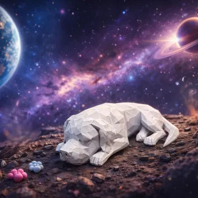 Mô hình Low Poly chú chó đang ngủ