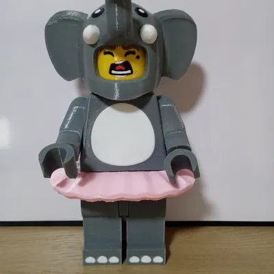 Mô hình Minifig mặc trang phục Voi (Elephant Costume Girl) in 3D