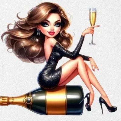 Mô hình 3D nghệ thuật nàng Diva bên chai Champagne cực chất