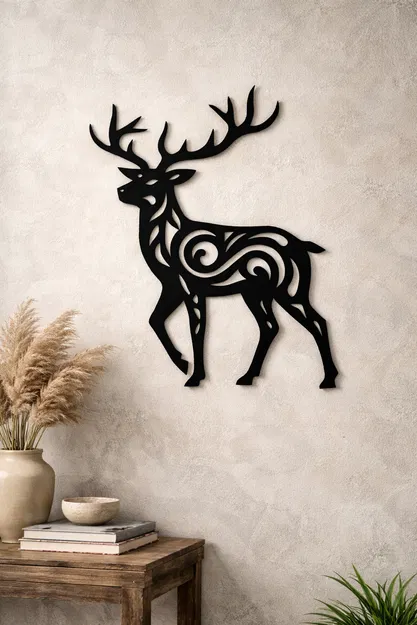 Tranh treo tường hình nai phong cách Tribal - Image 1