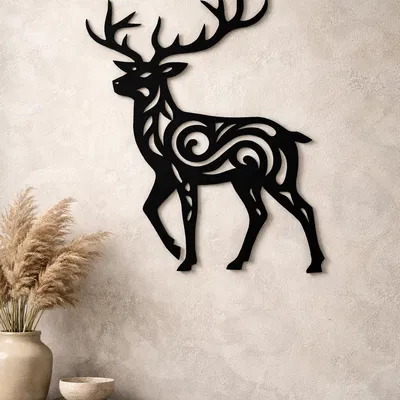 Tranh treo tường hình nai phong cách Tribal