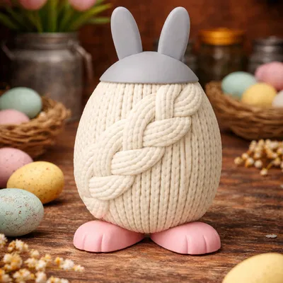 Mô hình trứng thỏ đan len 3D - Đồ trang trí Phục sinh siêu dễ thương
