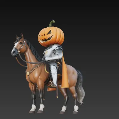 Mô hình Kỵ sĩ Đầu Bí ngô 3D độc đáo trang trí đẹp mắt