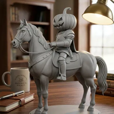 Mô hình 3D Kỵ sĩ không đầu Headless Horseman cưỡi ngựa ấn tượng