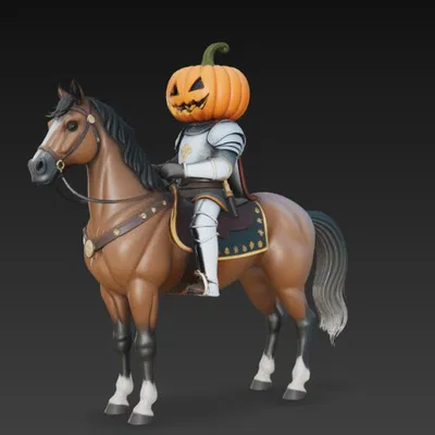 Mô hình 3D Kỵ sĩ không đầu Headless Horseman cưỡi ngựa ấn tượng