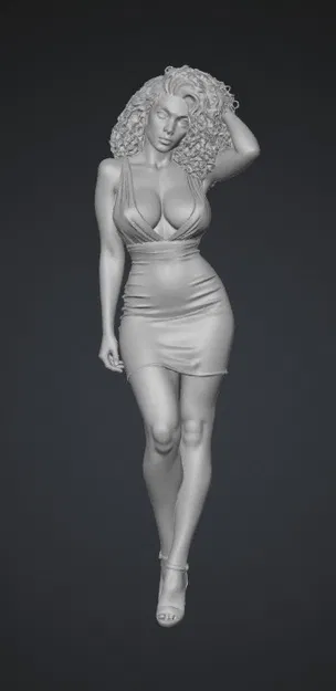 Mô hình 3D nhân vật nữ quyến rũ Orange Allure on a Street - Image 1