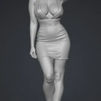 Mô hình 3D nhân vật nữ quyến rũ Orange Allure on a Street