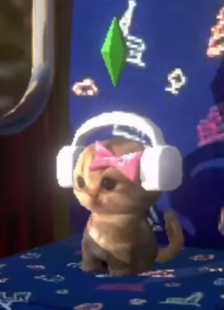 Mô hình 3D Mèo con đeo tai nghe Plumbob Sims đáng yêu - Image 1