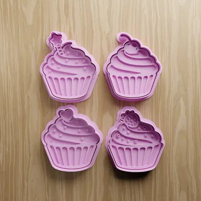 Bộ file STL khuôn cắt bánh quy hình Cupcake | Khuôn Fondant tráng miệng | File in 3D