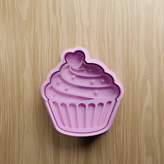 Bộ file STL khuôn cắt bánh quy hình Cupcake | Khuôn Fondant tráng miệng | File in 3D - Image 2