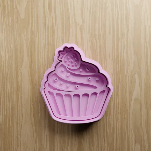 Bộ file STL khuôn cắt bánh quy hình Cupcake | Khuôn Fondant tráng miệng | File in 3D - Image 4