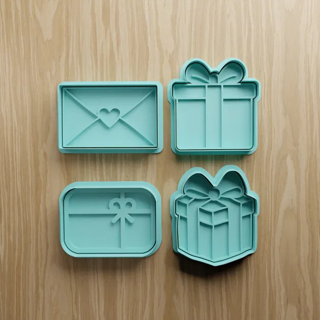 Bộ sưu tập khuôn cắt bánh quy hình quà tặng & phong bì (File STL in 3D) - Image 1