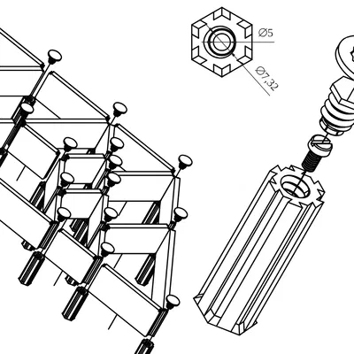 Hệ thống kệ trưng bày hình học dạng mô-đun