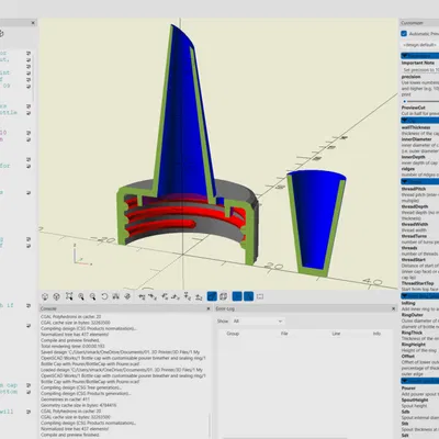 Nắp chai tham số (Parametric) kèm vòi rót và nắp đậy có thể tùy chỉnh
