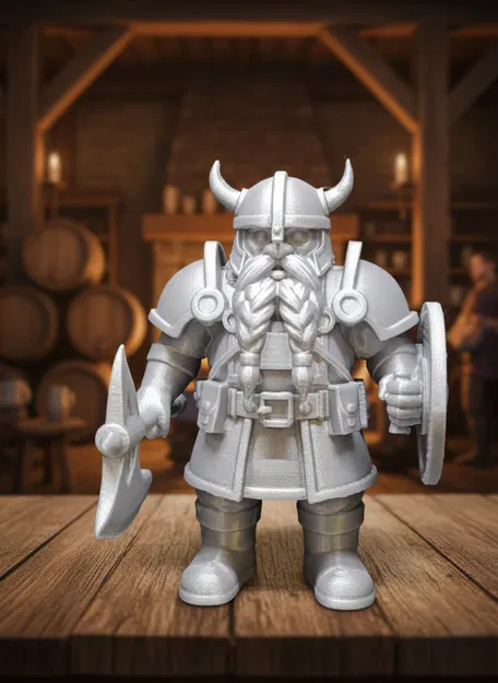 Chiến binh Lùn Viking với Rìu và Khiên – File STL mô hình giả tưởng để in 3D - Image 1