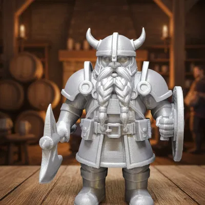 Chiến binh Lùn Viking với Rìu và Khiên – File STL mô hình giả tưởng để in 3D
