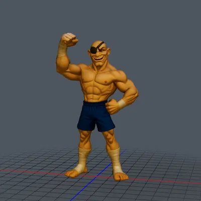 Mô hình 3D nhân vật Sagat Street Fighter ấn tượng