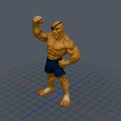 Mô hình 3D nhân vật Sagat Street Fighter ấn tượng