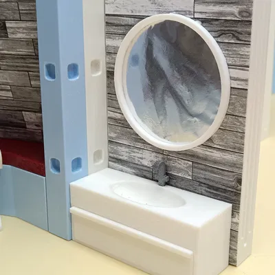 Bộ bàn rửa mặt và gương mini in 3D cho nhà búp bê Playmobil