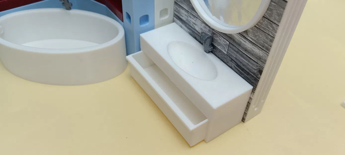 Bộ bàn rửa mặt và gương mini in 3D cho nhà búp bê Playmobil - Image 2