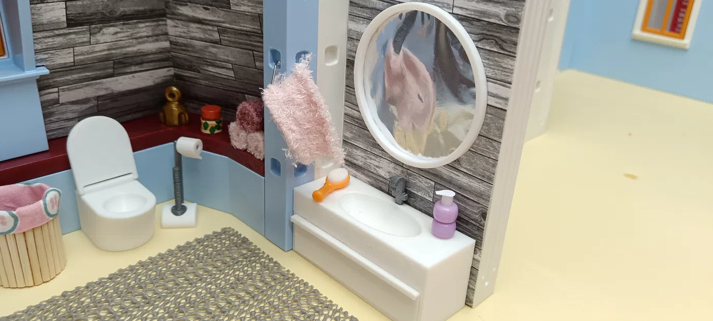 Bộ bàn rửa mặt và gương mini in 3D cho nhà búp bê Playmobil - Image 3