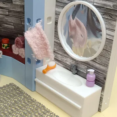 Bộ bàn rửa mặt và gương mini in 3D cho nhà búp bê Playmobil